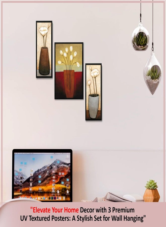 Rousrie Wall Painting Frames For decor, Pictures Frame For Living Room, Home Decoration, Bedroom, Set of 3, 1pc- 23 x 30 cm, 2pc- 12.5 x 30 cm (Design 11) - Image 3